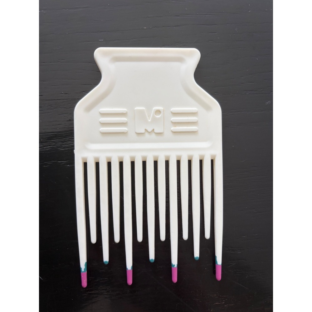 Mebco Volume PICK Twice Dipped Wide Tooth Vintage 80-90's WHITE PINK/TURQUOISE